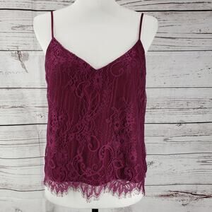 WAYF Maroon Lace Tank Top Size Medium